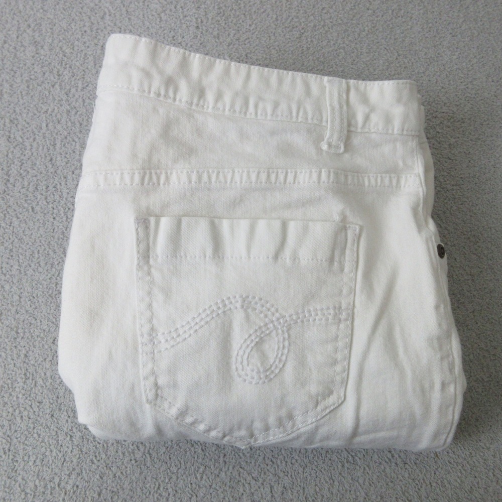 Smiths Dungarees Jeans Women 14 White Straight Leg Cotton Blend Stretch 36x30